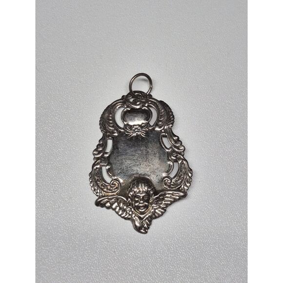 Vintage Art Deco Sterling Silver Angle Cherub Repousse Pendant - Picture 1 of 3
